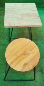 Ghế Cafe Gỗ Poplar Tự Nhiên Khung Sắt