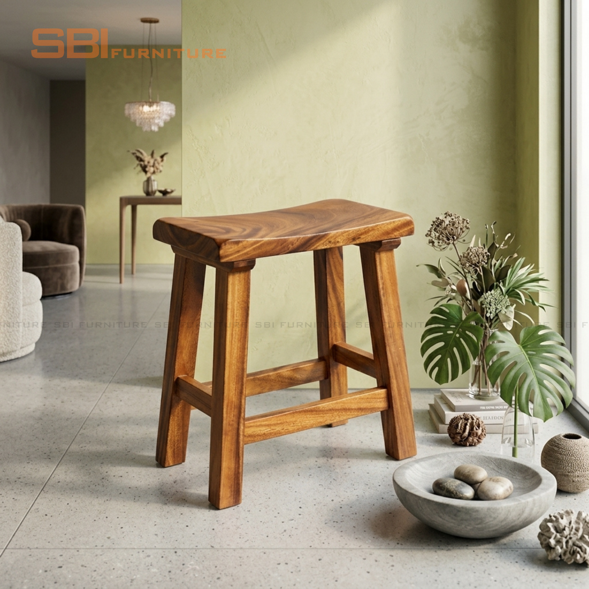 Ghế Đôn Gỗ Me Tây - 4 Ghế Đôn Gỗ Me Tây - Ảnh 1